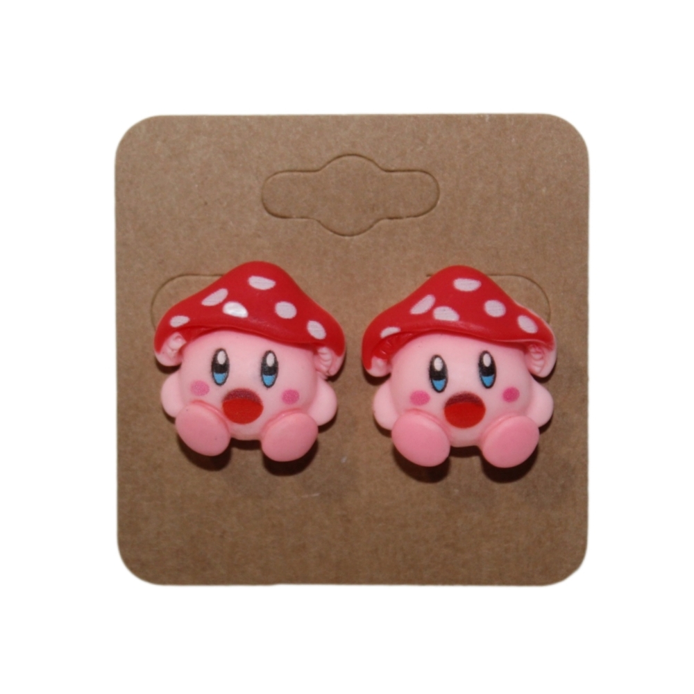 Video Game Kirby Mushroom Earrings - Picture 1 of 10